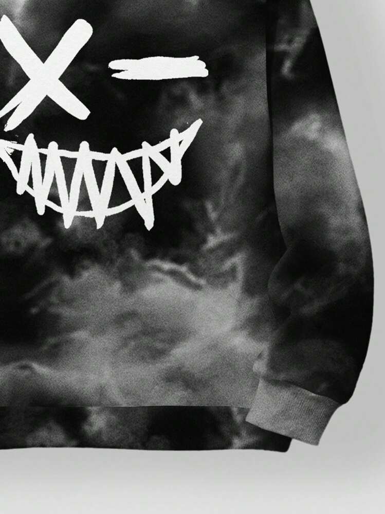 SHEIN Áo sweatshirt nam tuổi teen phong cách tối giản, vẽ graffiti thủ công, phong cách hip hop, thể thao, đường phố, Y2K, rộng rãi và thoải mái, phù hợp cho mùa thu/đông. - Nhiều màu - Xem 5