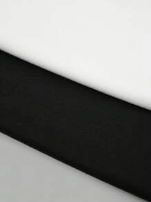 Sweetra Maglietta casual a maniche lunghe, slim fit, comoda, con collo a giro, tinta unita, per donne taglie forti - Bianco e nero - Visualizzare 12