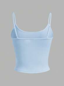 SHEIN EZwear 4 件套女士雾霾蓝、浅蓝、浅粉、玫粉紧身短款休闲吊带背心上衣，适合夏季 - 彩色 - 查看 8