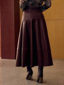 MOTF PREMIUM PU皮革A字拉链裙 - 咖啡棕 - 查看 3