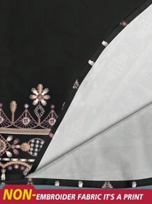 EMERY ROSE Plus Size Black Faux Embroidered Floral Blouse - Multicolor - View 5