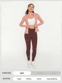 GLOWMODE FeatherFit™ Slim-It Streamline Performance Secure Pockets Zip Up Long Sleeve Jacket Low Impact Yoga Daily Fall