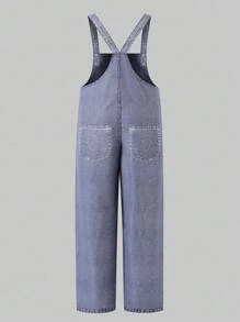 Sparklyn 复古美式拼布印花休闲运动街头涂鸦印花牛仔宽松直筒宽松背带裤