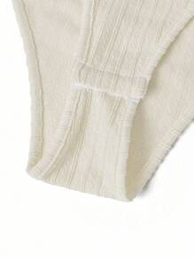 Elenzga 法式奶油纹理条纹夏季甜辣款 Bralette 风格细肩带露背紧身衣，适合海滩度假穿着 - 杏色 - 查看 5