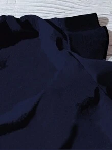 EMERY ROSE 大码女式藏蓝色纯色休闲衬衫，适合夏季穿着 - 藏蓝色 - 查看 4