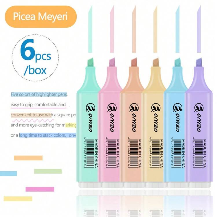4/6 件荧光荧光笔和记号笔，柔和的马卡龙色，用于绘画、标记、记笔记，回到学校，马卡龙色荧光笔套装，外观高，学生专注于标记 DIY 手册、绘画和涂鸦记号笔。 - 彩色 - 查看 4
