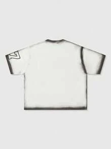 ROMWE MEN Street Life 男士夏季时尚手绘人物印花宽松落肩T恤 - 白色 - 查看 2