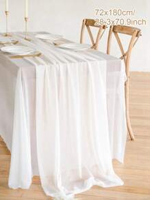 1 件/5 件白色美丽纱布桌旗桌布、婚礼派对房间餐桌装饰用品桌布、生日结婚周年家庭节日派对房间餐桌 DIY 装饰、婚礼纱布、家居装饰、婴儿淋浴装饰、椅背装饰纱、白色纱布、2026 新年装饰、新年桌旗 - 白色 - 查看 11