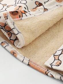 SHEIN 年轻女孩可爱猫咪印花保暖内衬连帽轻便夹克，保暖内衬设计有效锁住热量，提供温暖的穿着体验，特别适合秋冬季节 - 卡其色 - 查看 5