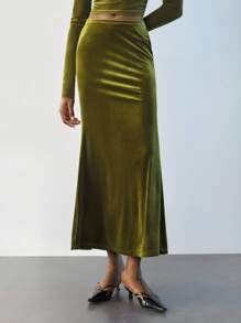 Maija 女士修身长裙，现代优雅简约时尚休闲百搭 - 綠色 - 查看 6