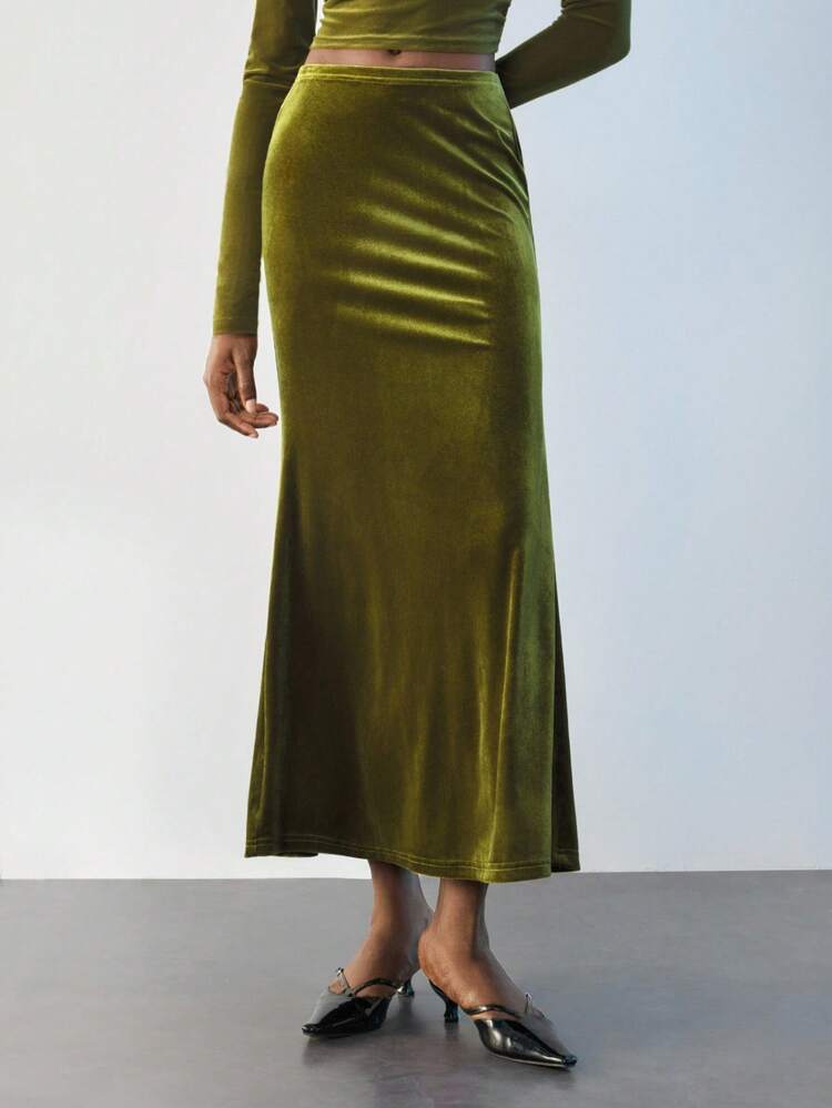 Maija 女士修身长裙，现代优雅简约时尚休闲百搭 - 綠色 - 查看 5