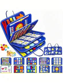12in1 Compact Sensory Educational Busy Board With Zipper Buckle Button Lace Fine Motor Skills Development Random Color Accessories Learning Activity Book Birthday Gift For Boys Girls Preschool Toy Travel Friendly Early Learning Fine Motor Cognitive Development Gift Idea Sensory Play Activity Board
