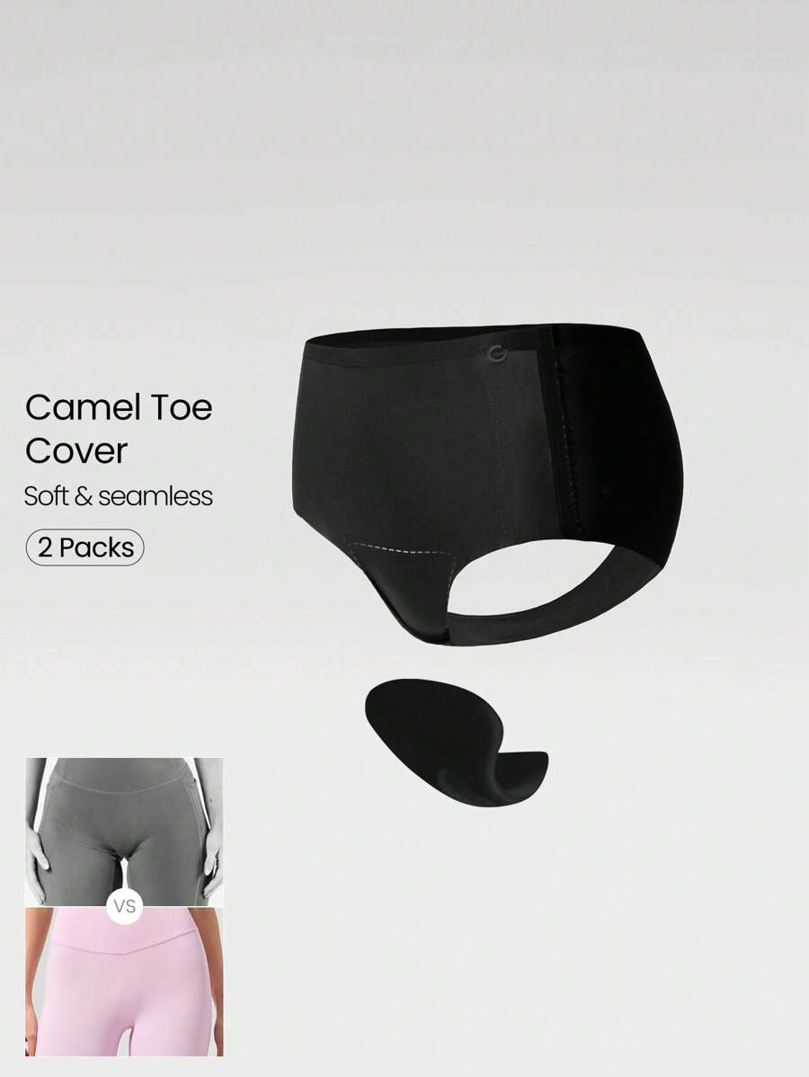 GLOWMODE 2 Packs Bye Bye Lines Lightweight Breathable Stretchy Seamless High-Waist Foam Pads Briefs Underwear Daily Casual Wear - Black - View 1