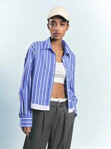 Maija 女士条纹休闲衬衫，简约时尚，适合日常穿着、节日