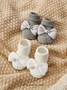 Cozy Pixies 2 pary dziewczęcych, ślicznych, krótkich skarpetek termicznych z kokardką, odpowiednich do codziennego noszenia - Wielokolorowe - Zobacz 3