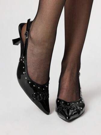 Grunge Punk Elegant Pointed Toe Lacquered Leather High Heel Shoes