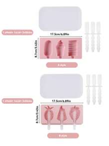 Joivida 1Pc Cute Shapes Silicone Popsicle Molds With Lids Reusable Ice Cream Mold Popsicle 4 Cavities Maker Homemade DIY Set - Pink - View 9