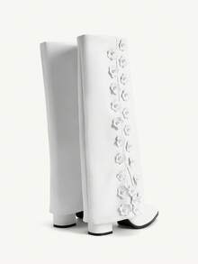 CUCCOO CHICEST 女式尖头花卉装饰高跟踝靴 - 白色 - 查看 9