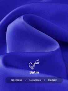 SHEIN Tall CURVE 大码不对称下摆缎面礼服，腰部收紧，优雅晚礼服婚礼宾客礼服女士新娘送礼会礼服白色俱乐部俱乐部服装女士性感 - 寶藍色 - 查看 2