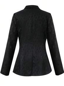 SHEIN Clasi Áo khoác blazer họa tiết hình học thời trang cỡ lớn dành cho người đi làm - màu đen - Xem 2