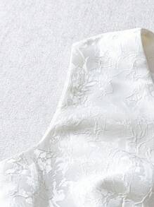 Franclia Vest vest nữ không tay thường xuyên jacquard - trắng - Xem 5