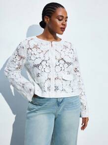 Maija Áo len cardigan tay dài dáng rộng dáng rộng màu trắng đơn giản thanh lịch cổ tròn cài nút phía trước cỡ lớn cho nữ, chất liệu ren 3D, phong cách gợi cảm, thường ngày, phong cách Hawaii, kỳ nghỉ bãi biển, mùa thu, trở lại trường, trang trọng, cổ điển, phụ nữ giàu có, giáo viên, lãng mạn, thời trang, đa năng; thoải mái, phong cách, thanh lịch, thường ngày, trang phục đơn giản hàng ngày, thiết yếu, màu trơn, ngày lễ, lịch sự, phụ nữ độc thân, thời trang thanh lịch, áo đi chơi cho phụ nữ, áo đi chơi cho giáo viên tốt nghiệp, áo đi chơi cho phụ nữ ... - trắng - Xem 5