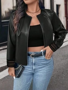 SHEIN Clasi 大码女式休闲前拉链夹克