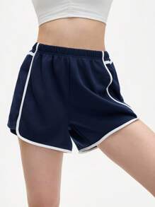 Eassivo Eassivo Women's Contrast Color Trim Sports Skirt & Skort,Women Athletic Shorts, Sporty Shorts, Women Gym Shorts, Women Athletic Shorts - Navy Blue - View 2