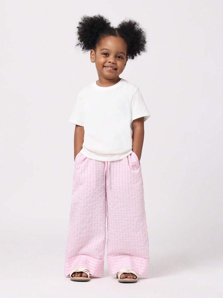 Wide Leg Linen Feel Pants With Bow Detail