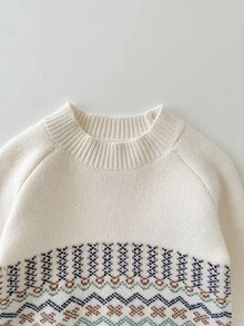 SHEIN 1. Baby Boy/Girl Casual Cute Round Neck Sweater, Autumn/Winter Kids Sweater, Unisex Baby Clothes, Baby Winter Clothes, My First Christmas Fall - Multicolor - View 5