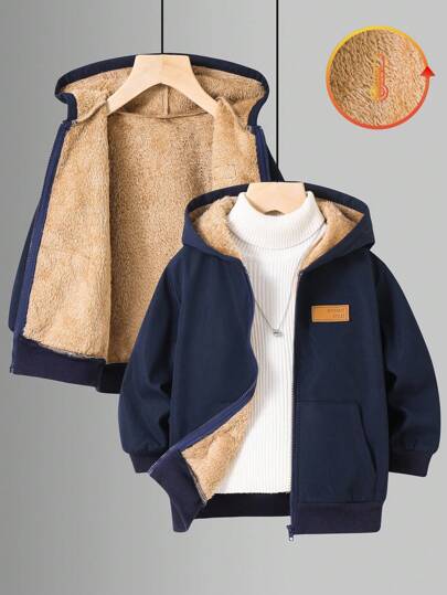 Kids/Toddler Boys Casual Versatile Comfortable Fluffy Loose Thick Hooded Jacket, Suitable For Halloween, Vintage, Red, Black, Suitable For School, Garden, Beach, Birthday, Spring, Summer, Fall, Winter