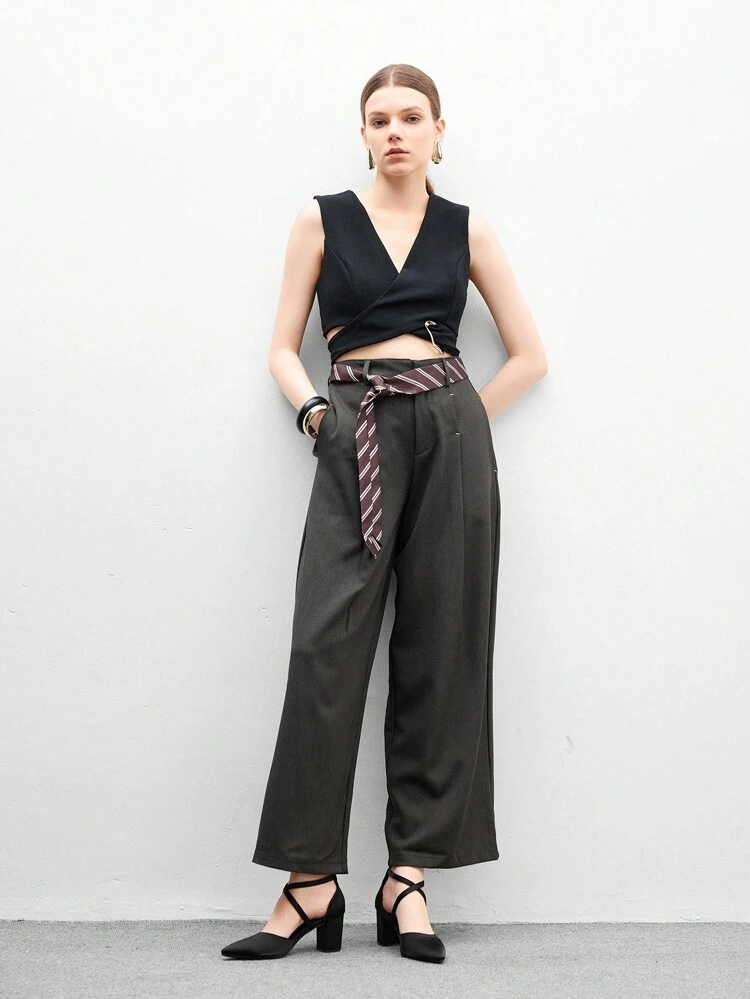 CUCCOO BIZCHIC Women's Classic Pointed Toe Chunky Heel Black High Heel Pumps, Hollow Criss-Cross Strap Comfortable Versatile Dress Shoes For Daily Commute For Christmas Spring Shoes