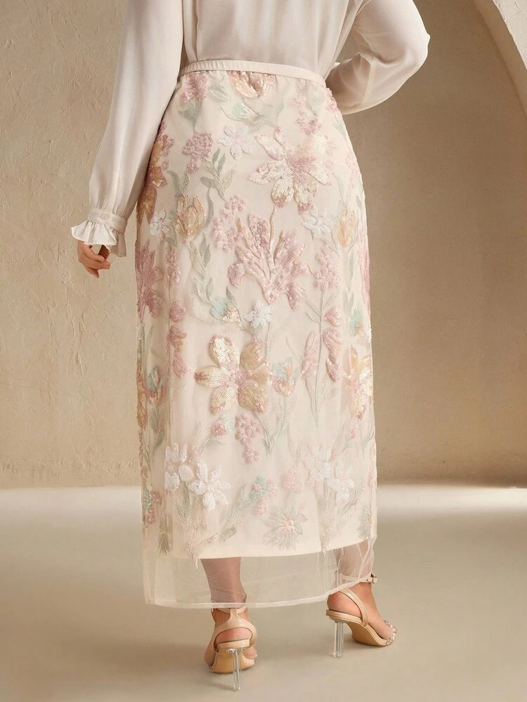 Falda elegante y de moda con diseño bordado con cuentas, para verano