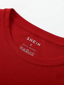 Franclia 女士休闲亮片蝴蝶图案圆领短袖T恤，夏季 - 紅色 - 查看 3