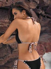 Swim Chiccia 夏季 2 件套女士条纹印花吊带比基尼上衣和比基尼下装 - 彩色 - 查看 2