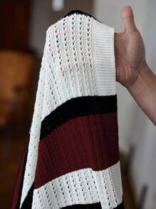 Manfinity Homme Men's Summer Casual Colorblock Striped Knit Sweater