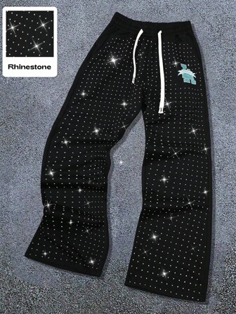 Street Life Unisex Rhinestone Allover Print Streetwear Style Sweatpants