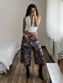 StreetHx Women's Fashionable Low-Waist Camouflage Shorts, Capri Length - Multicolor - View 3