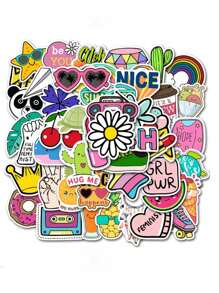 50 张混合图案贴纸 计划贴纸 贴纸套装 日记贴纸 可爱贴纸 字母贴纸 可爱贴纸 - 彩色 - 查看 2