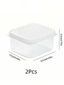 2组带格子小号冰箱收纳盒，冰箱整理容器适用于冷冻肉类及餐饮保鲜 - 無色 - 查看 9