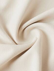 SHEIN 青少年女孩纯米色褶皱长袖长裙，休闲日常秋冬秋季优雅连衣裙 - 杏色 - 查看 7