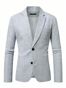 Manfinity Mode Men's Notched Lapel Single-Breasted Formal Suit Set - Light Grey - View 4