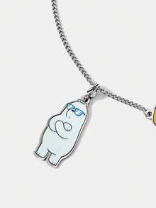 We Bare Bears X SHEIN 1 件 20 毫米金属卡通熊和菠萝图案时尚项链 - 彩色 - 查看 3