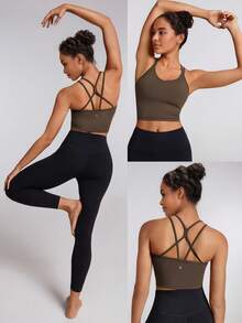 GLOWMODE FeatherFit™ Crisscross Hoạt động Xe tăng Hỗ trợ ánh sáng Thấp Yoga Hằng ngày - Cảm hứng quế - Xem 7