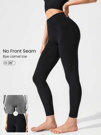 GLOWMODE 26" FeatherFit™ Keep It Classic Seam-Free High-Waist Bonding Comfort Back Pocket Leggings Low Impact Yoga Studio Daily Wear  Spring Summer