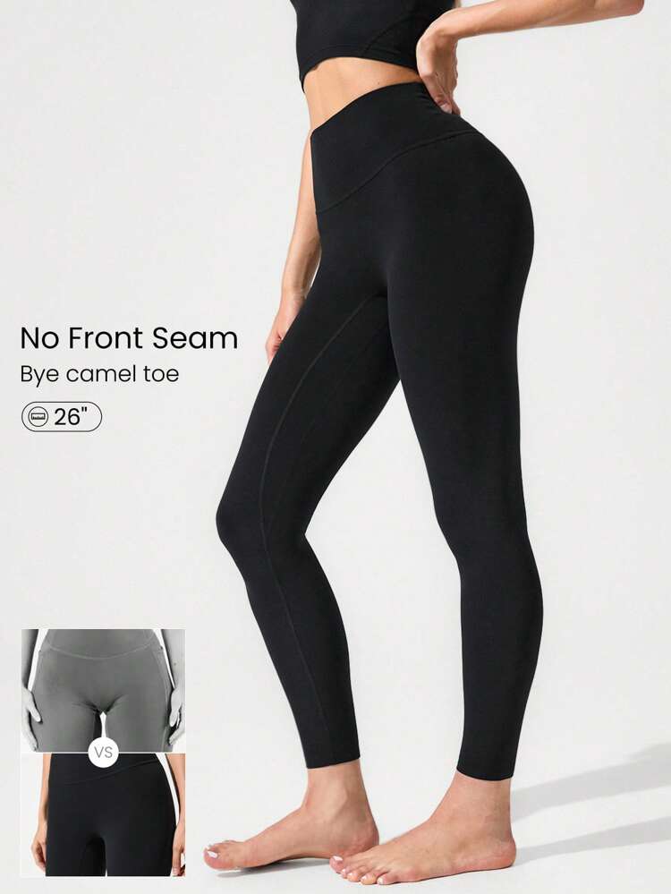 26-calowe legginsy FeatherFit™ Keep It Classic z wysokim stanem bez szwów i kieszeniami z tyłu, zapewniające wygodę i niski wpływ na codzienne noszenie w studiu jogi