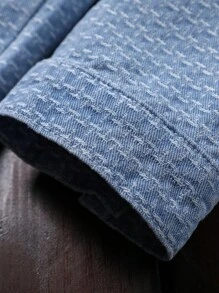 Manfinity Homme Men's Light Blue Casual Light Blue Casual Button-Down Denim Shirt, Fall - Light Wash - View 6