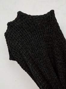 Vionelle Áo len cổ trễ có dây rút phía trước, thích hợp cho mùa đông và mùa thu. - màu đen - Xem 5