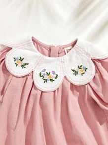 Cozy Pixies 女婴花卉图案荷叶边领泡泡袖连衣裙 - 彩色 - 查看 4