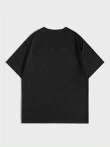 ROMWE MEN Goth Spring/Summer Casual Graphic Men Spider Print Crew Neck Tee For Halloween, School, 2000S Style - Black - View 2